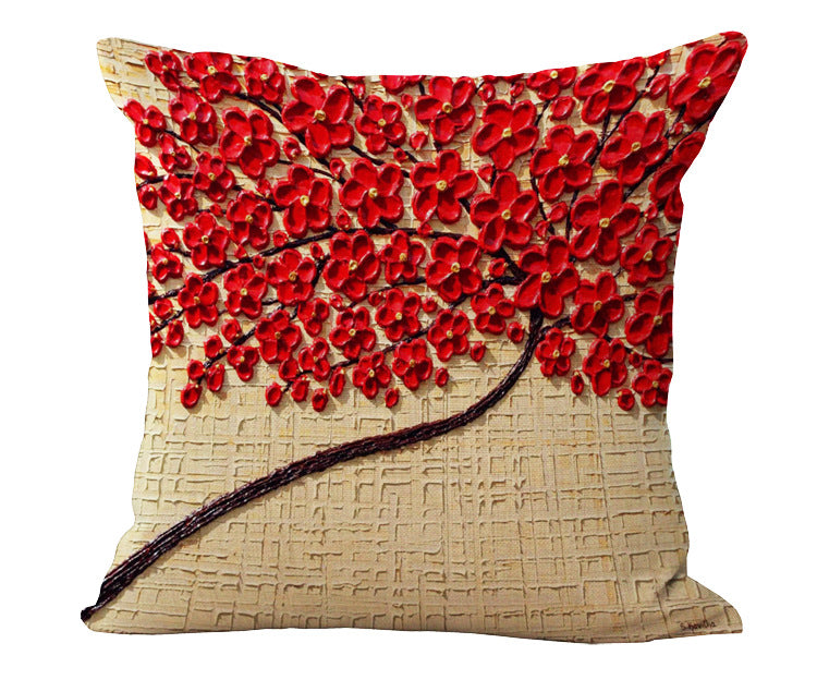 Oil Painting Cotton and Linen Pillowcase