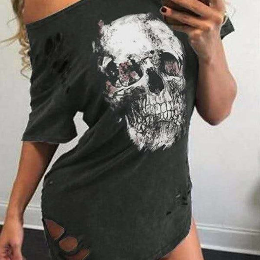 Loose Skull Printed T-shirt