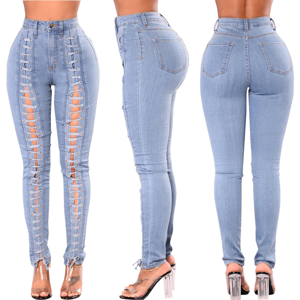 High Waisted Laced Jeans