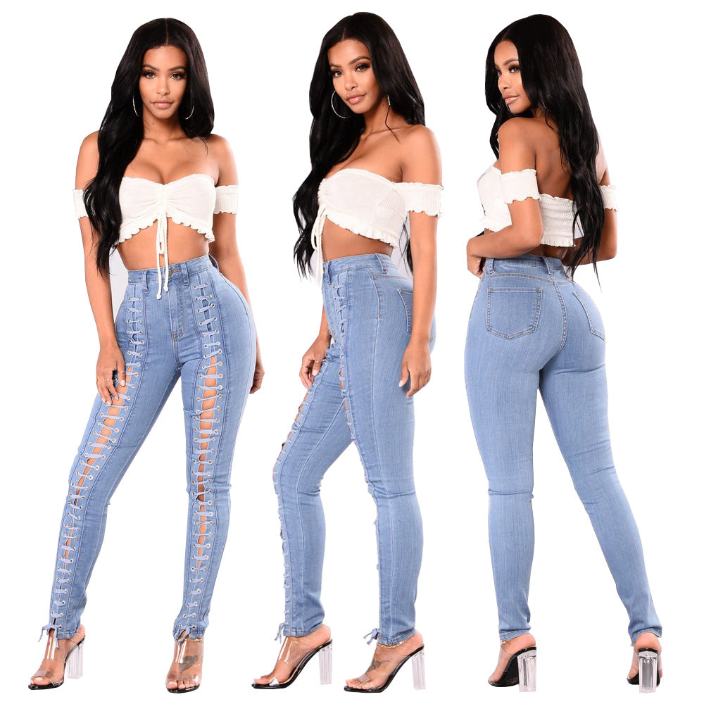 High Waisted Laced Jeans