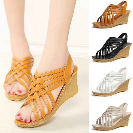 Cross Straps Wedge Sandals