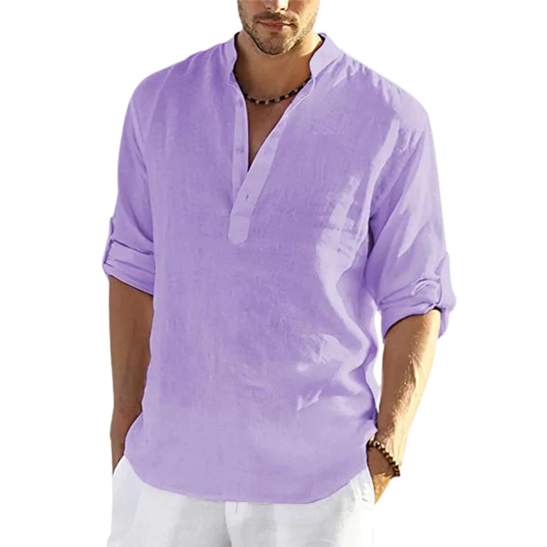 Men's Casual Cotton Relaxed Collar Shirt