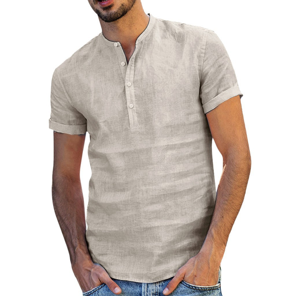 Short-sleeved Solid Color Shirt