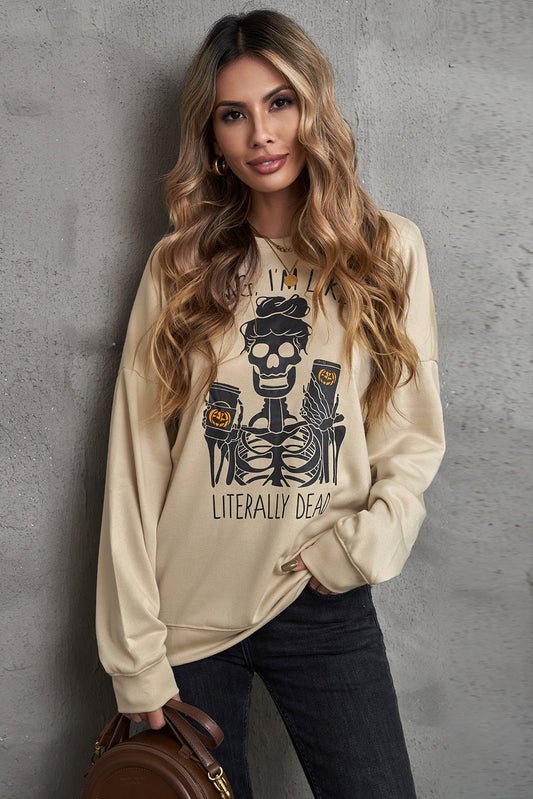 Skeleton Graphic Dropped Shoulder Sweatshirt