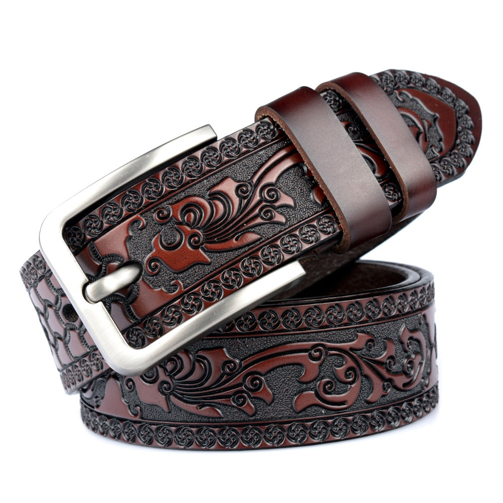 Carved craft men's belt