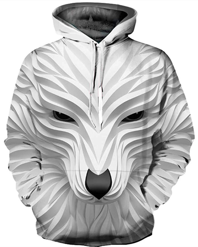 3D White Wolf Pullover