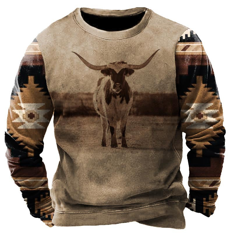 Vintage Print Crewneck Sweater