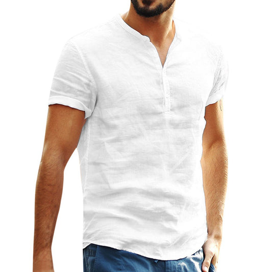 Short-sleeved Solid Color Shirt