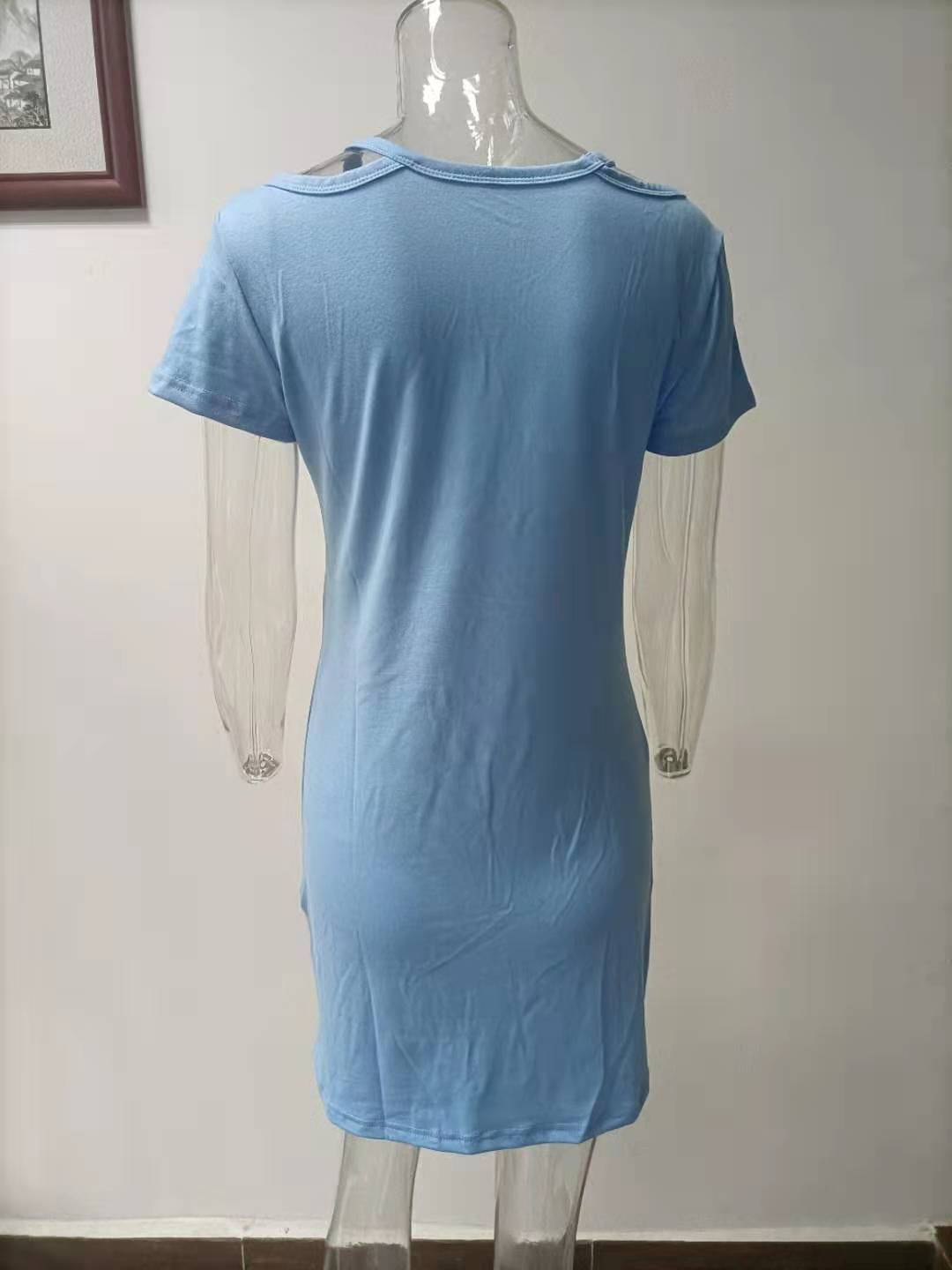 Shoulder Strap V-Neck Short Sleeve T-Shirt Dress