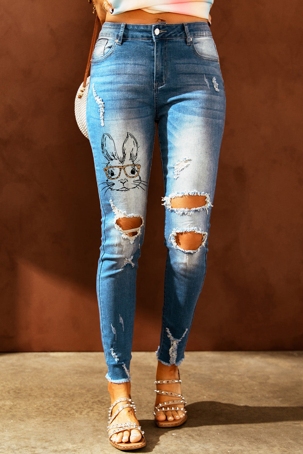 Acid Wash Hem Bunny Jeans