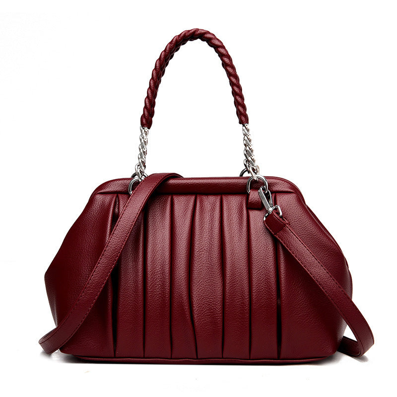 Pleated Woven Leather Bag