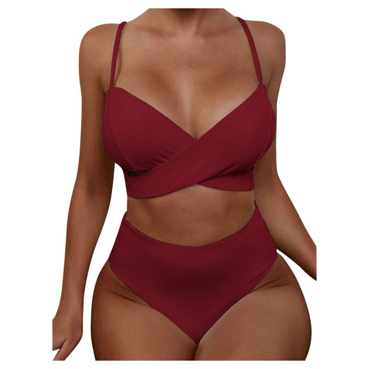 Women's Solid Color Split Bikini