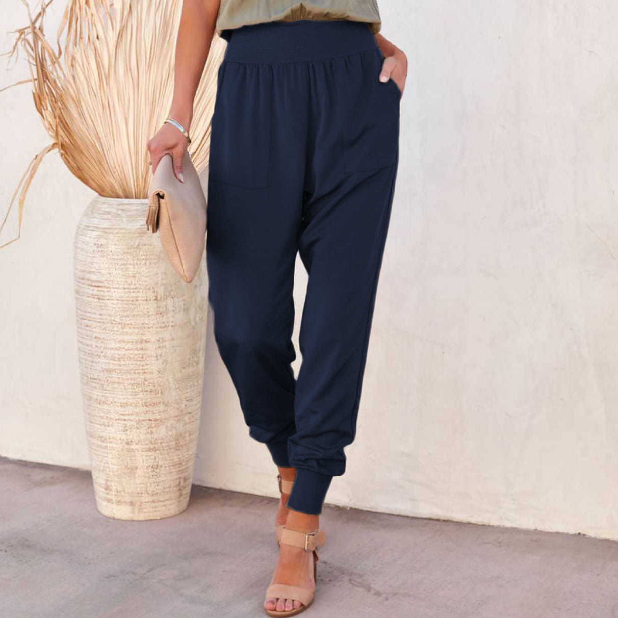 High-Waisted Trousers With Open Hem